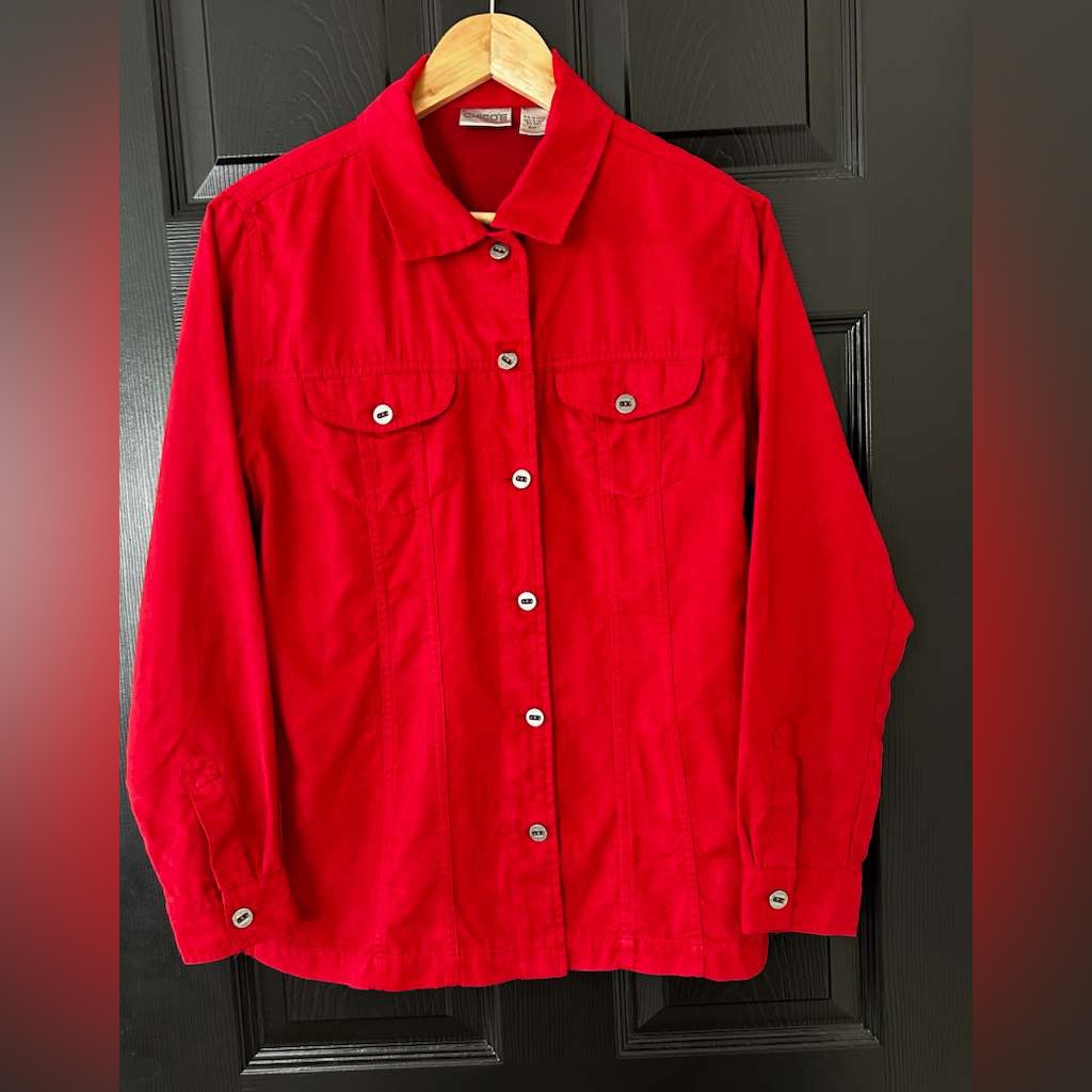 Chico's Women’s Button Down Shirt - Red - Size 1